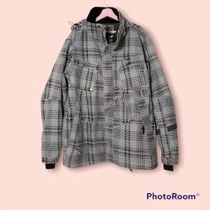 O’Neill freedom plaid snow jacket removable hood XL